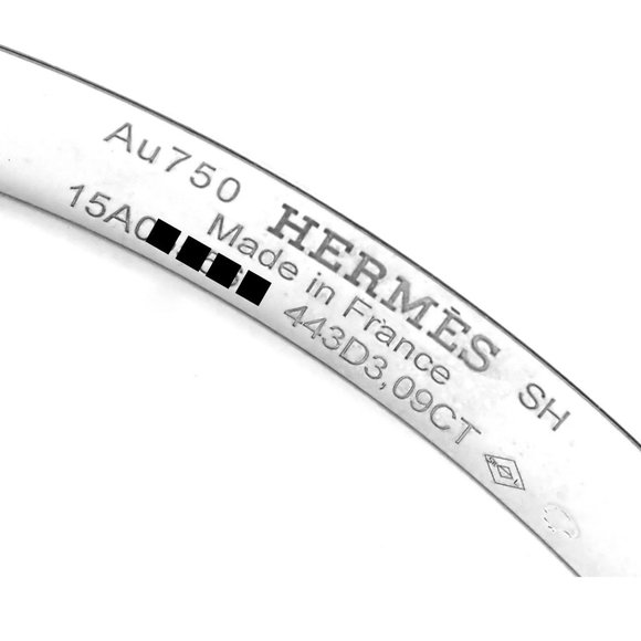 Authentic! Hermes H D'Ancre 18k White Gold Diamond Small Model Bangle Bracelet - Picture 4 of 12